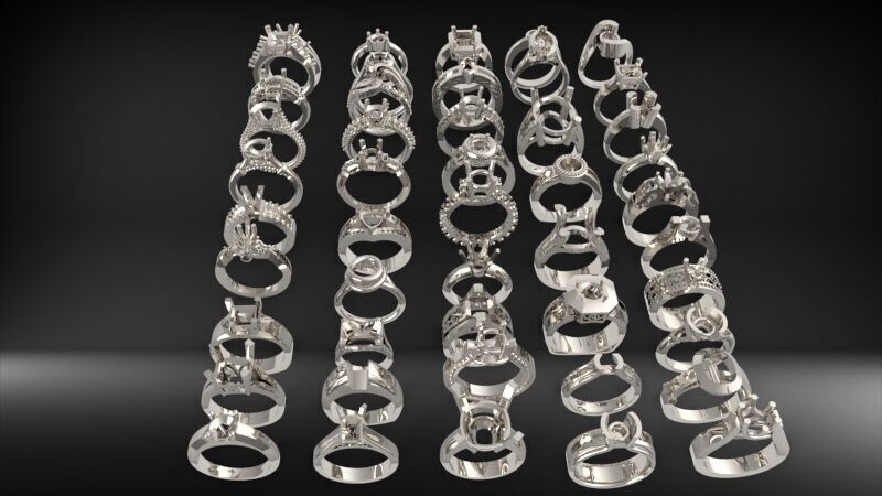 50 Various Solitaire  Promise ring Jewelry Collection Bulk Sale 3D print model_16