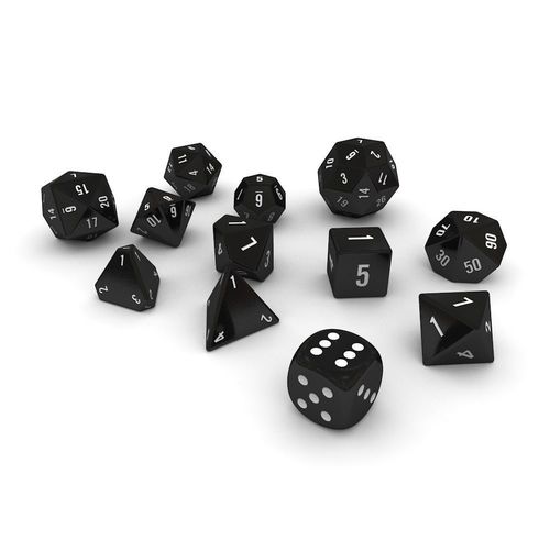 Polyhedral Dice Set - Black Low-poly 3D model