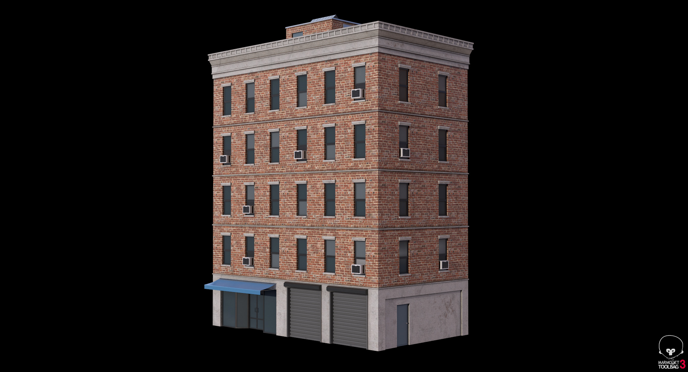 Apartment Building 3 Low-poly 3D model_10
