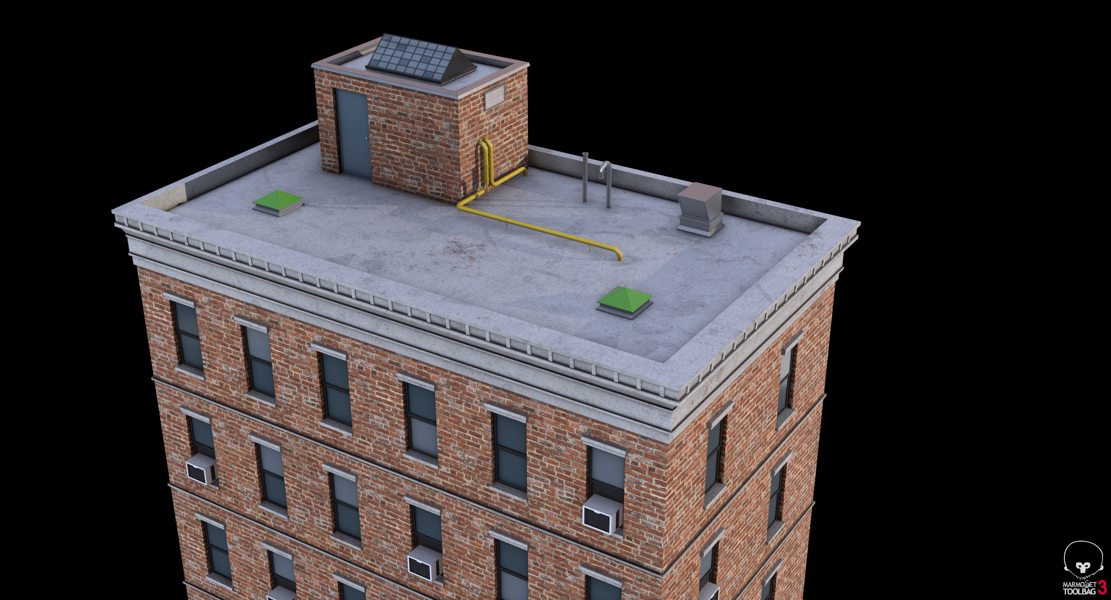 Apartment Building 3 Low-poly 3D model_13
