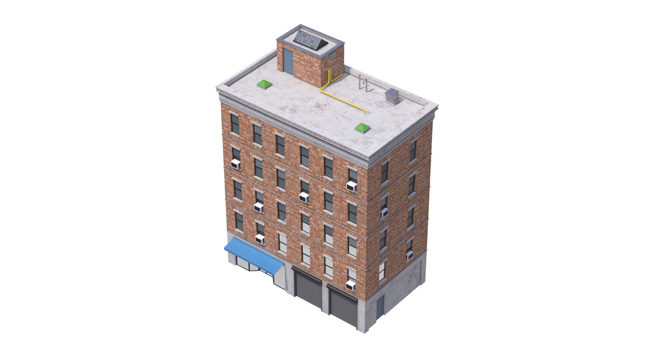 Apartment Building 3 Low-poly 3D model_7