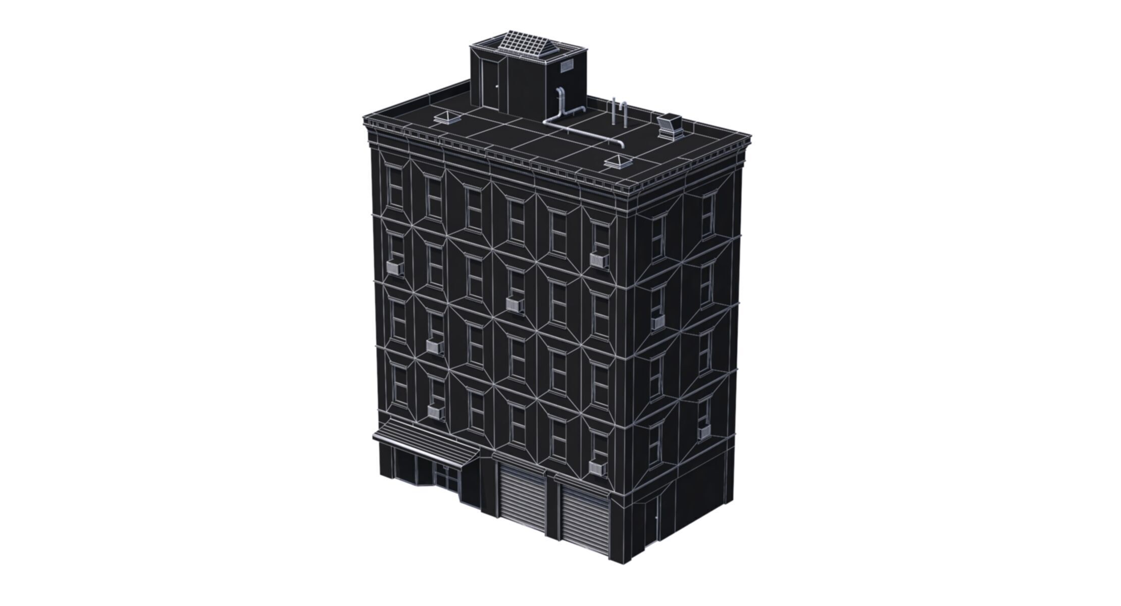 Apartment Building 3 Low-poly 3D model_8