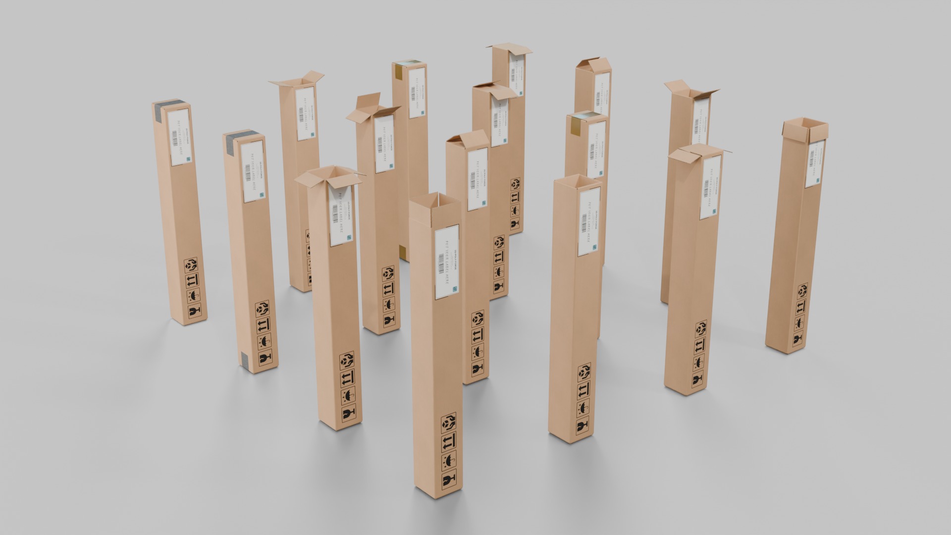 The Packaging Warehouse -Rigged and Customizable Cardboard Boxes 3D Model Collection_78