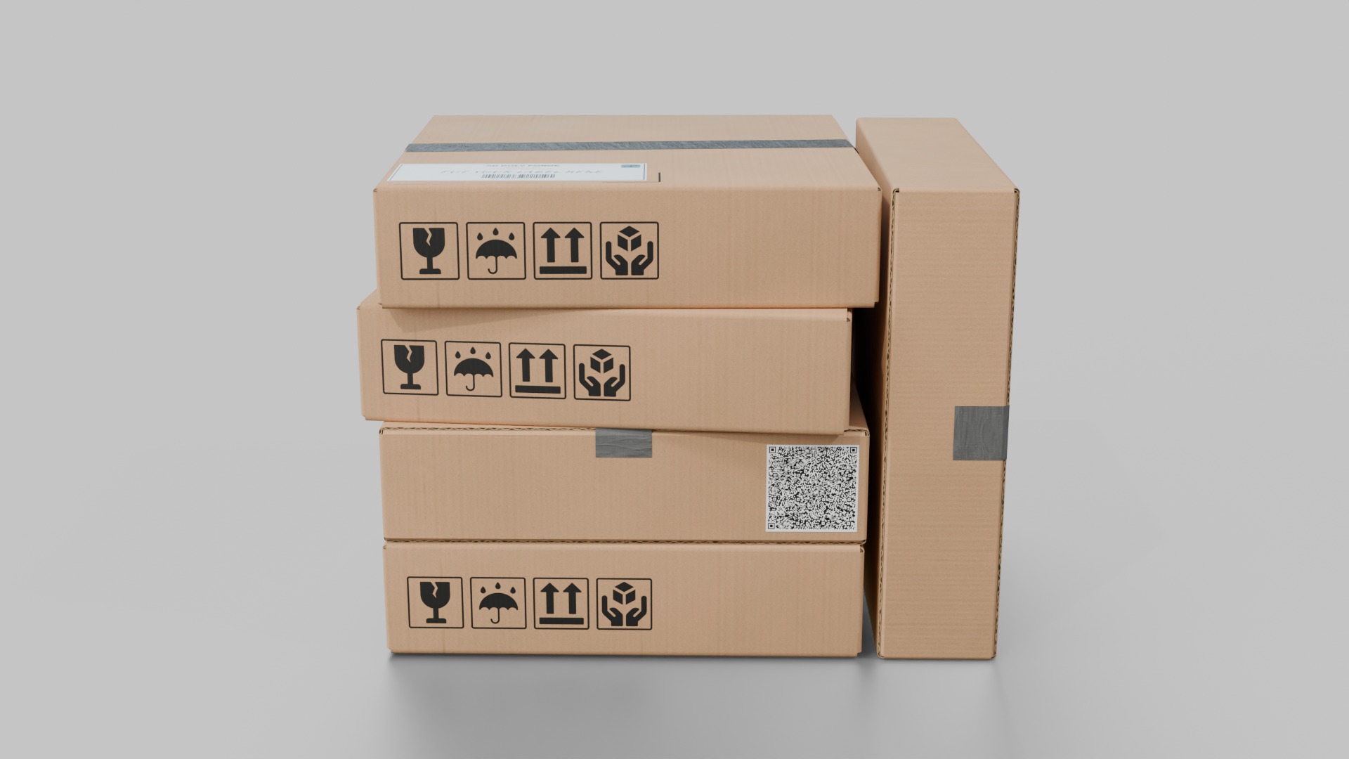 The Packaging Warehouse -Rigged and Customizable Cardboard Boxes 3D Model Collection_56