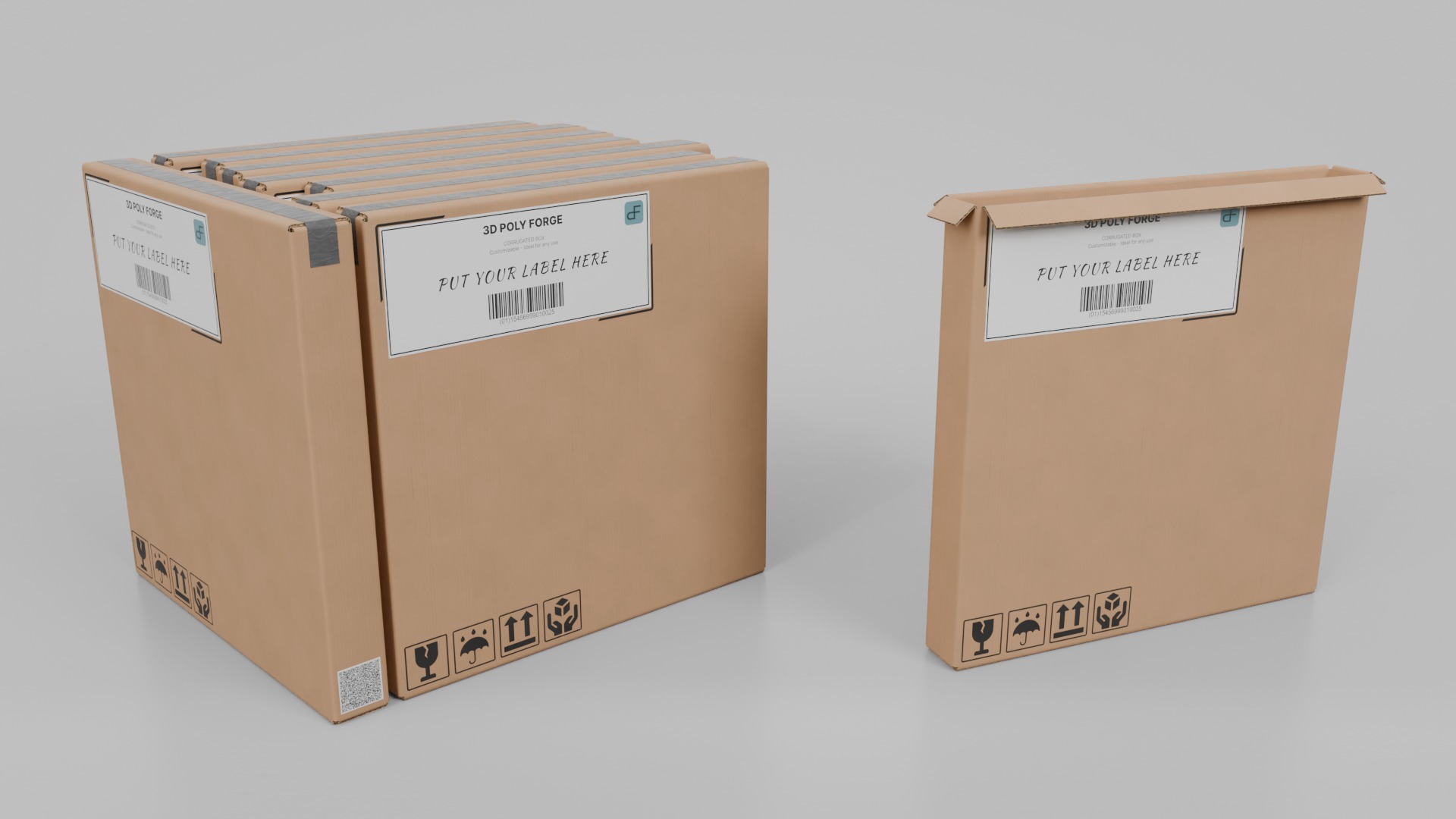 The Packaging Warehouse -Rigged and Customizable Cardboard Boxes 3D Model Collection_132