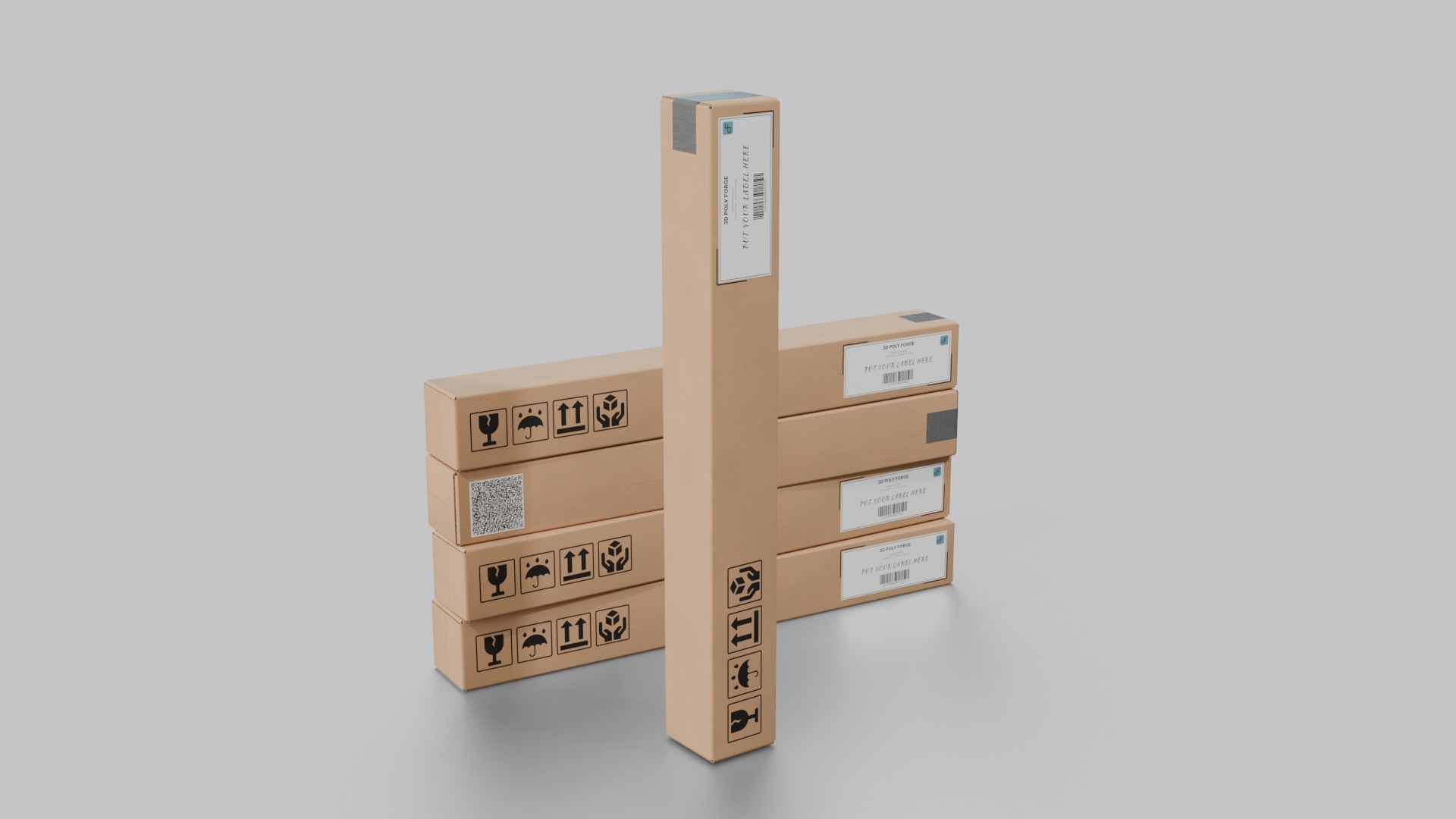 The Packaging Warehouse -Rigged and Customizable Cardboard Boxes 3D Model Collection_77