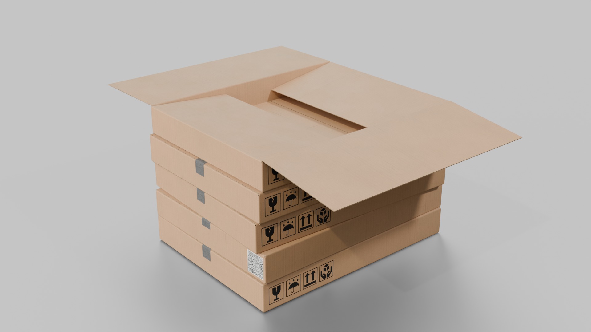The Packaging Warehouse -Rigged and Customizable Cardboard Boxes 3D Model Collection_108