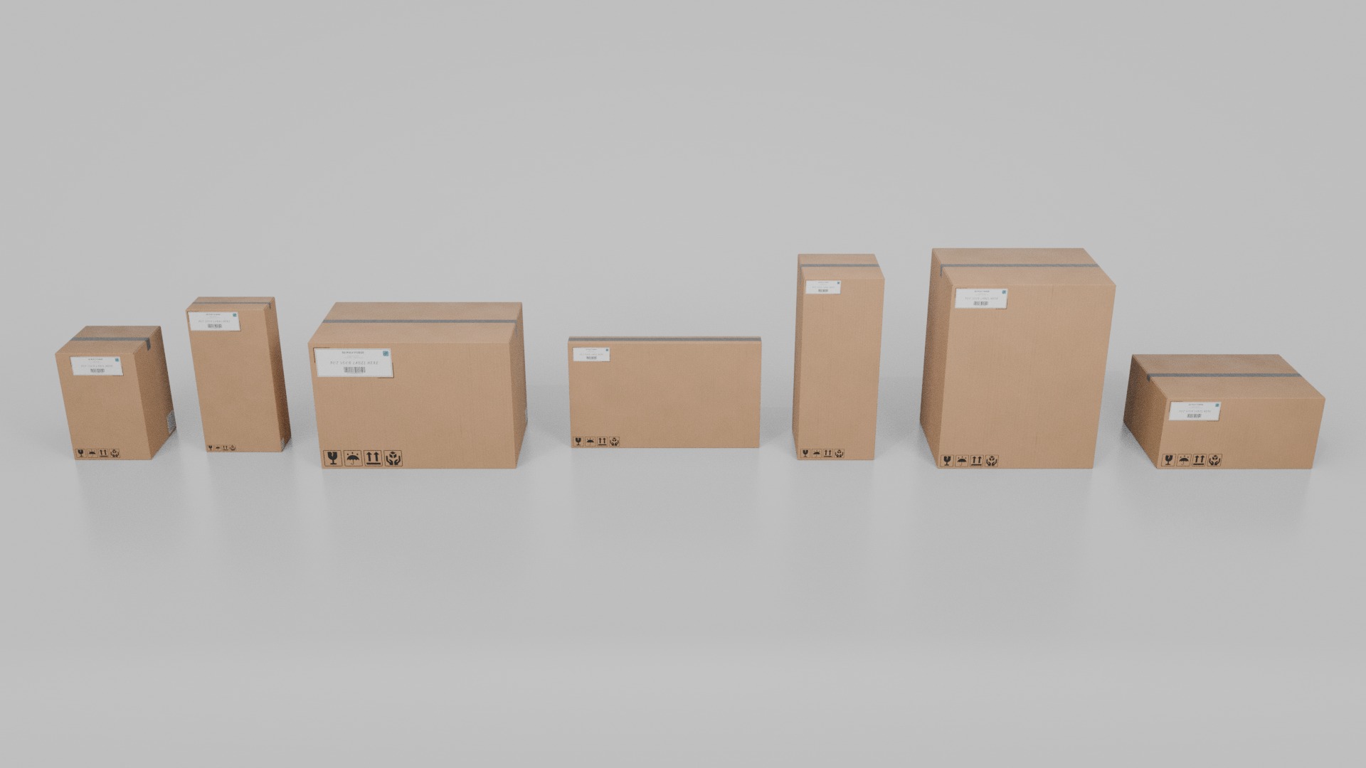 The Packaging Warehouse -Rigged and Customizable Cardboard Boxes 3D Model Collection_26