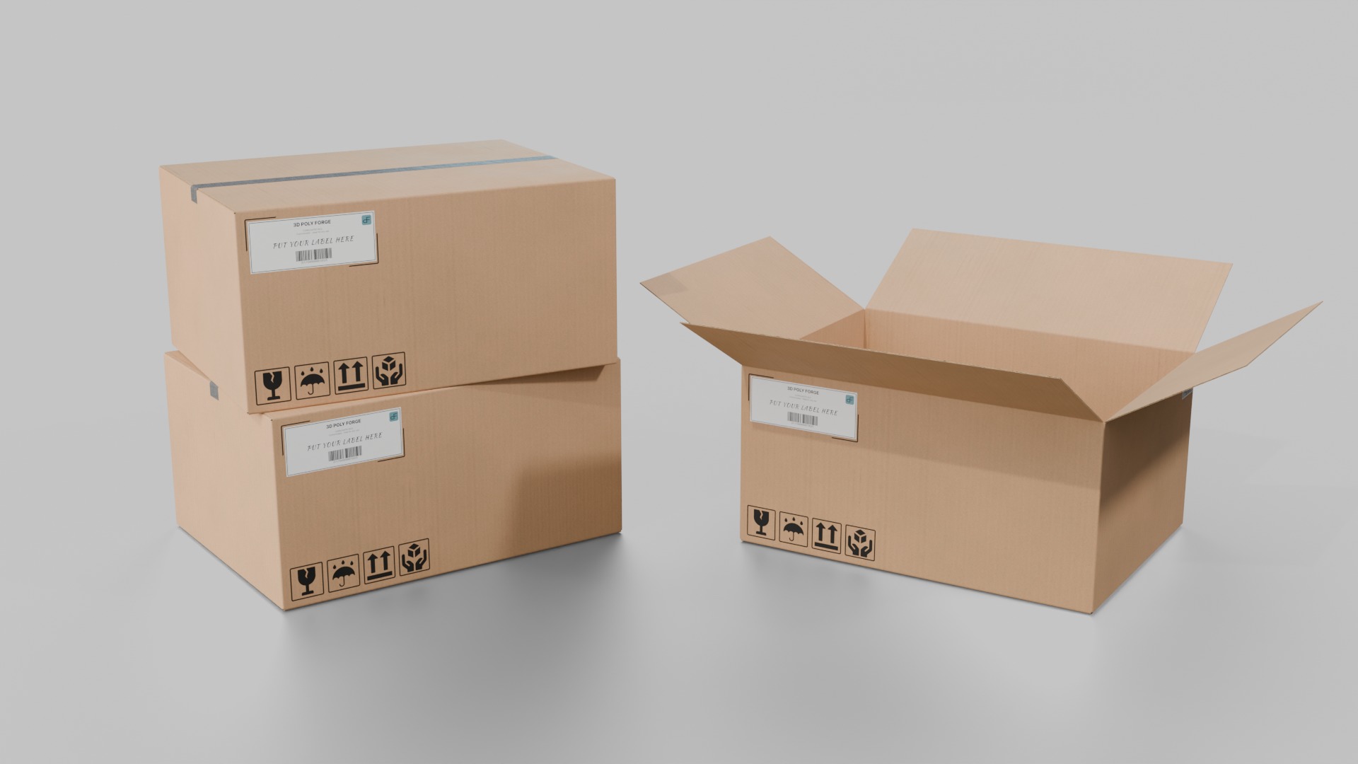 The Packaging Warehouse -Rigged and Customizable Cardboard Boxes 3D Model Collection_87