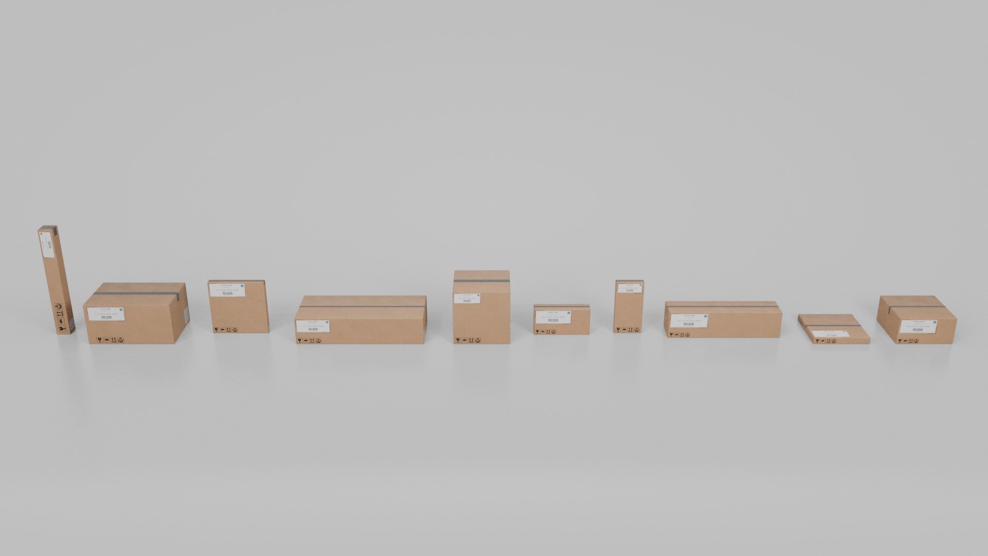 The Packaging Warehouse -Rigged and Customizable Cardboard Boxes 3D Model Collection_27