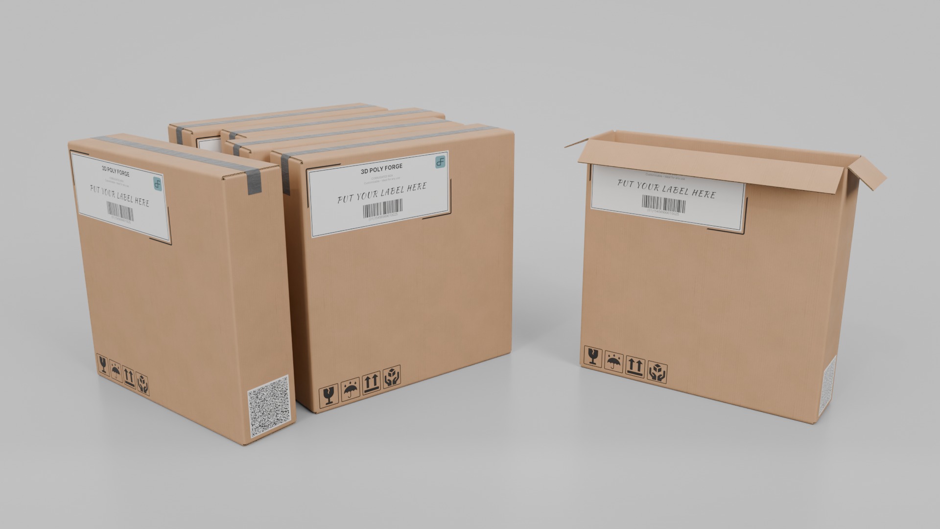 The Packaging Warehouse -Rigged and Customizable Cardboard Boxes 3D Model Collection_102