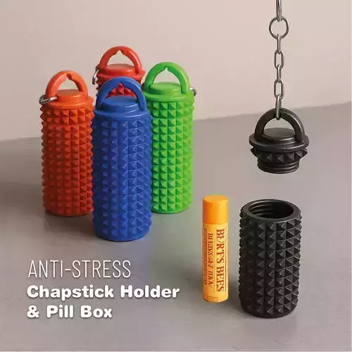 Spiky Fidget Keychain Anti Stres Toy Chapstick Holder 3D print model