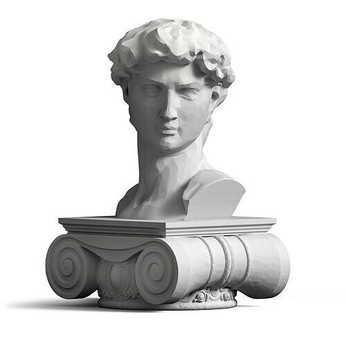 David Bust Classical Ionic Base 3D Printable STL  Michelangelo 3D print model