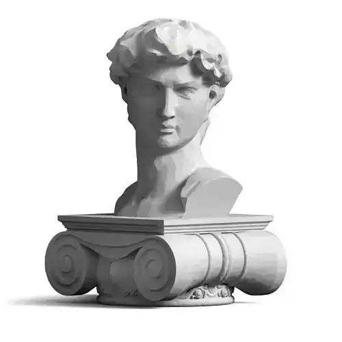 David Bust Classical Ionic Base 3D Printable STL  Michelangelo 3D print model