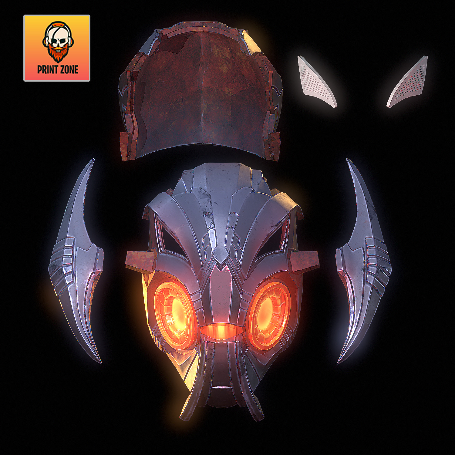 Ultron Mask Marvel Rivals STL file 3D print model_3