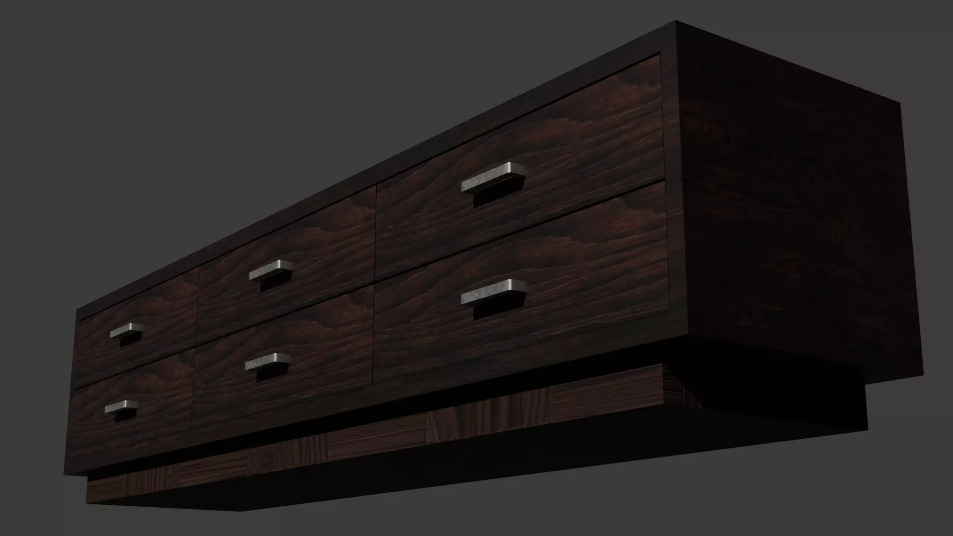 Wood Dresser Low-poly 3D model_0