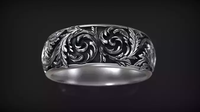 Vintage Ornament Gothic Style Comfort Wedding Band 3D print model