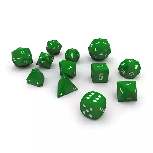 Polyhedral Dice Set - Green Low-poly 3D model
