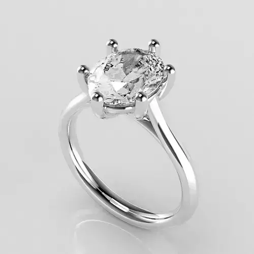 Classic Shoulder Solitaire Ring - Oval Shape - 250 ct points