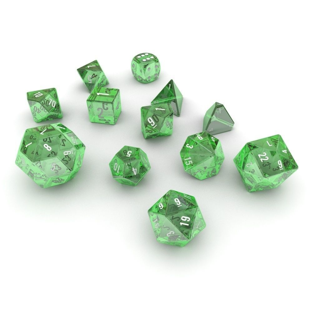 Polyhedral Dice Set - Green Glass Low-poly 3D model_2