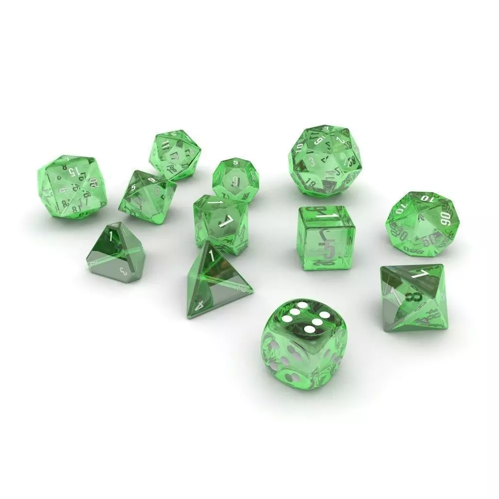 Polyhedral Dice Set - Green Glass Low-poly 3D model_0