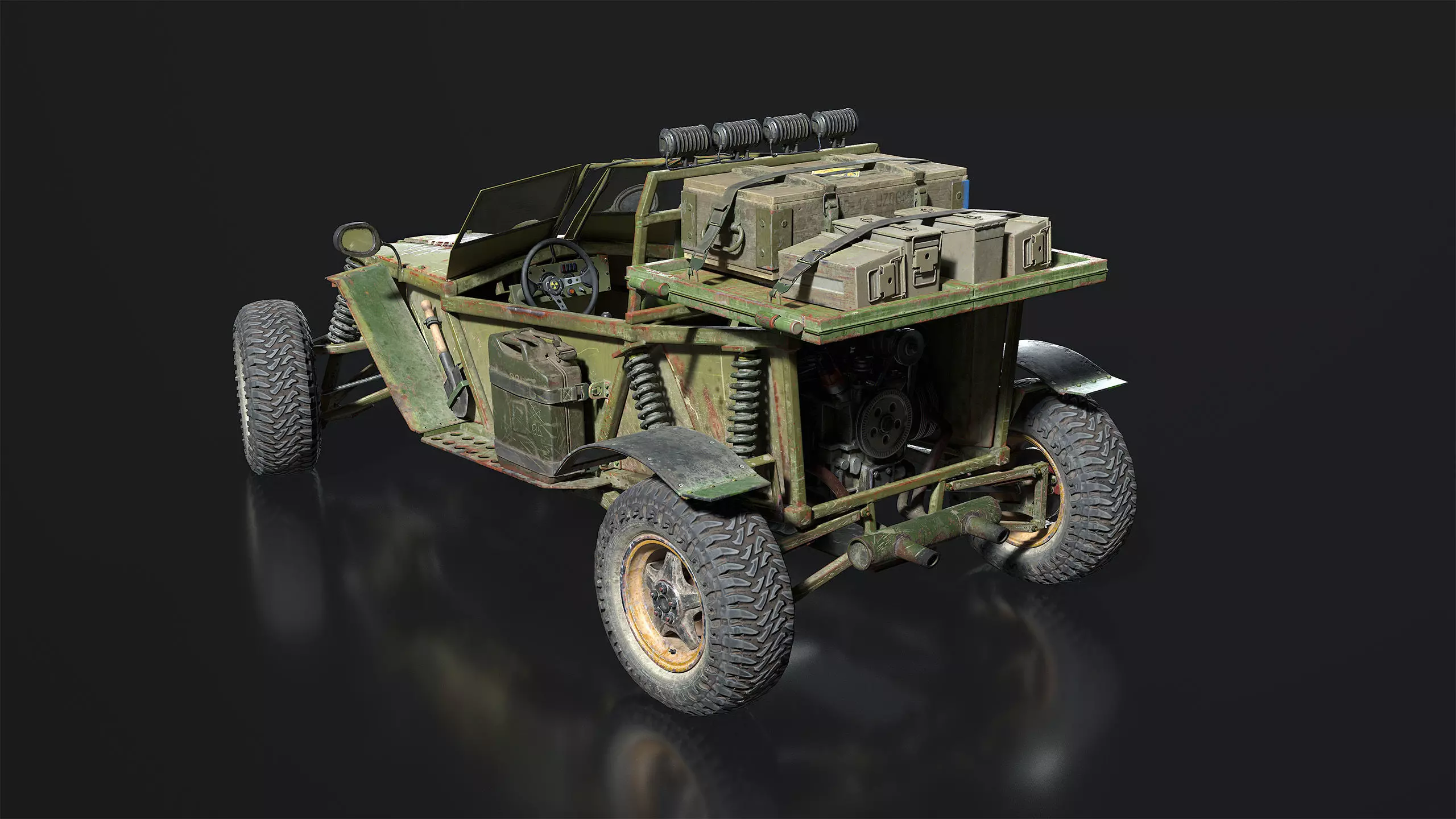 Military Buggy Low-poly 3D model_2