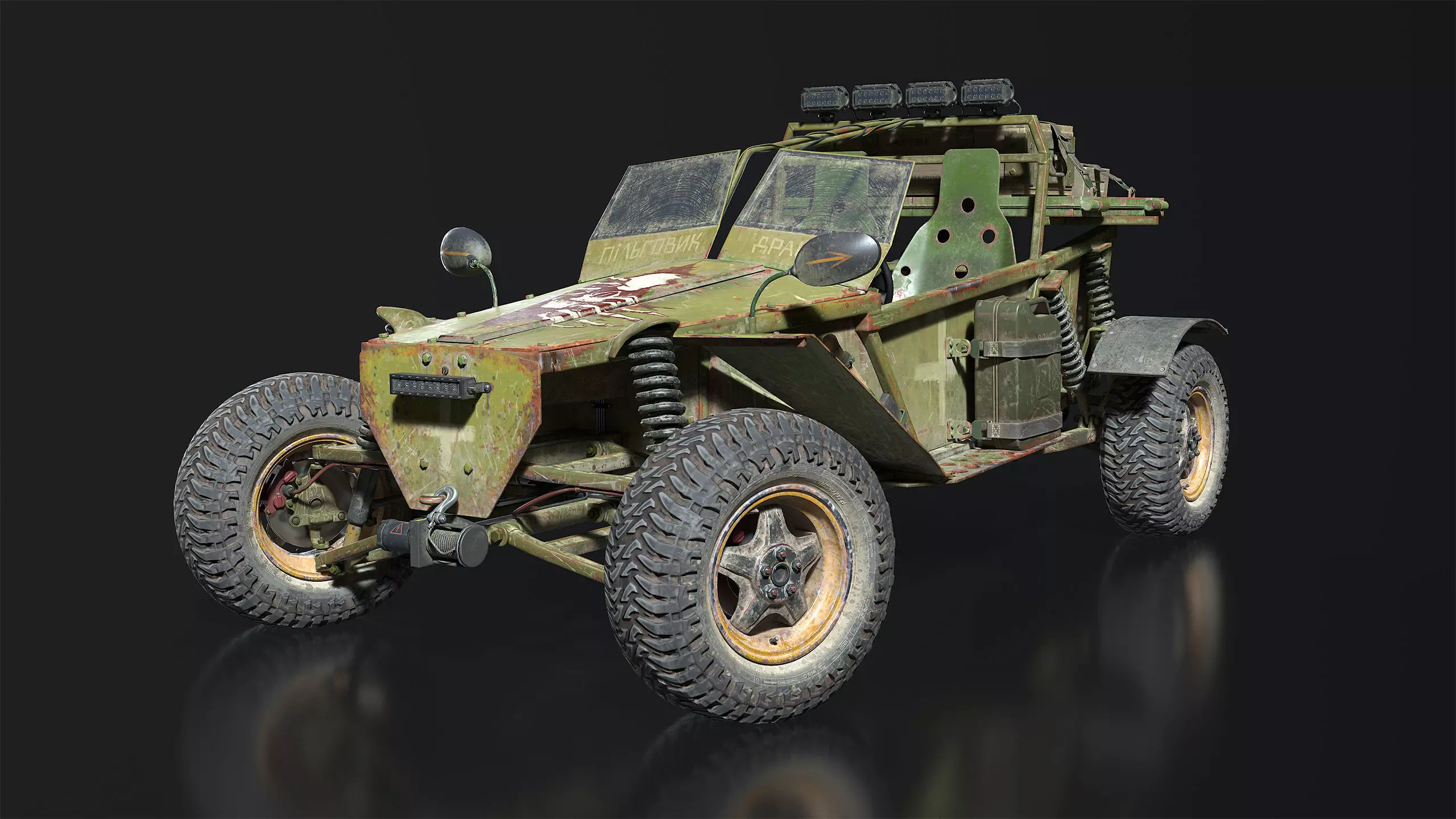 Military Buggy Low-poly 3D model_4