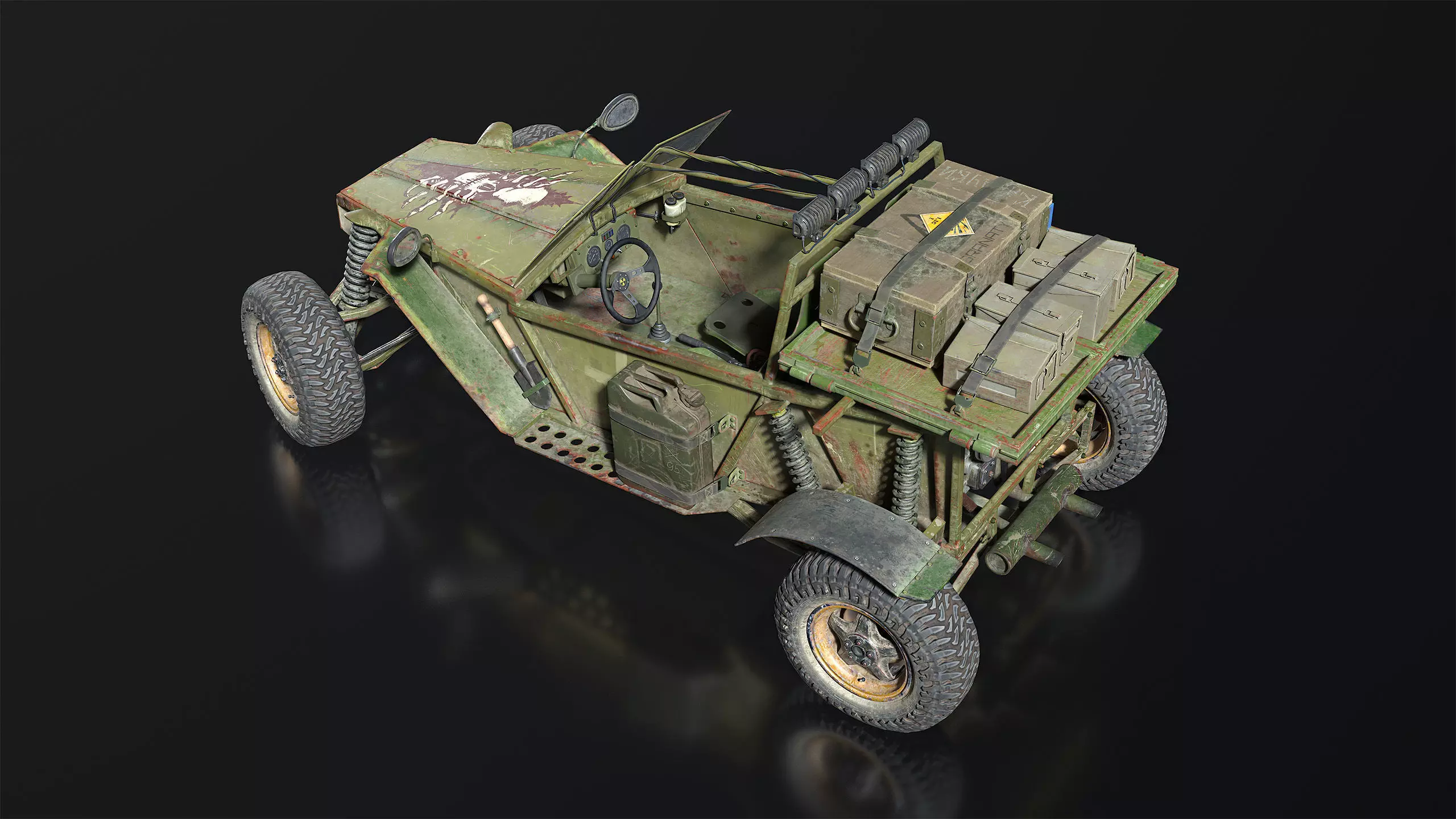 Military Buggy Low-poly 3D model_6