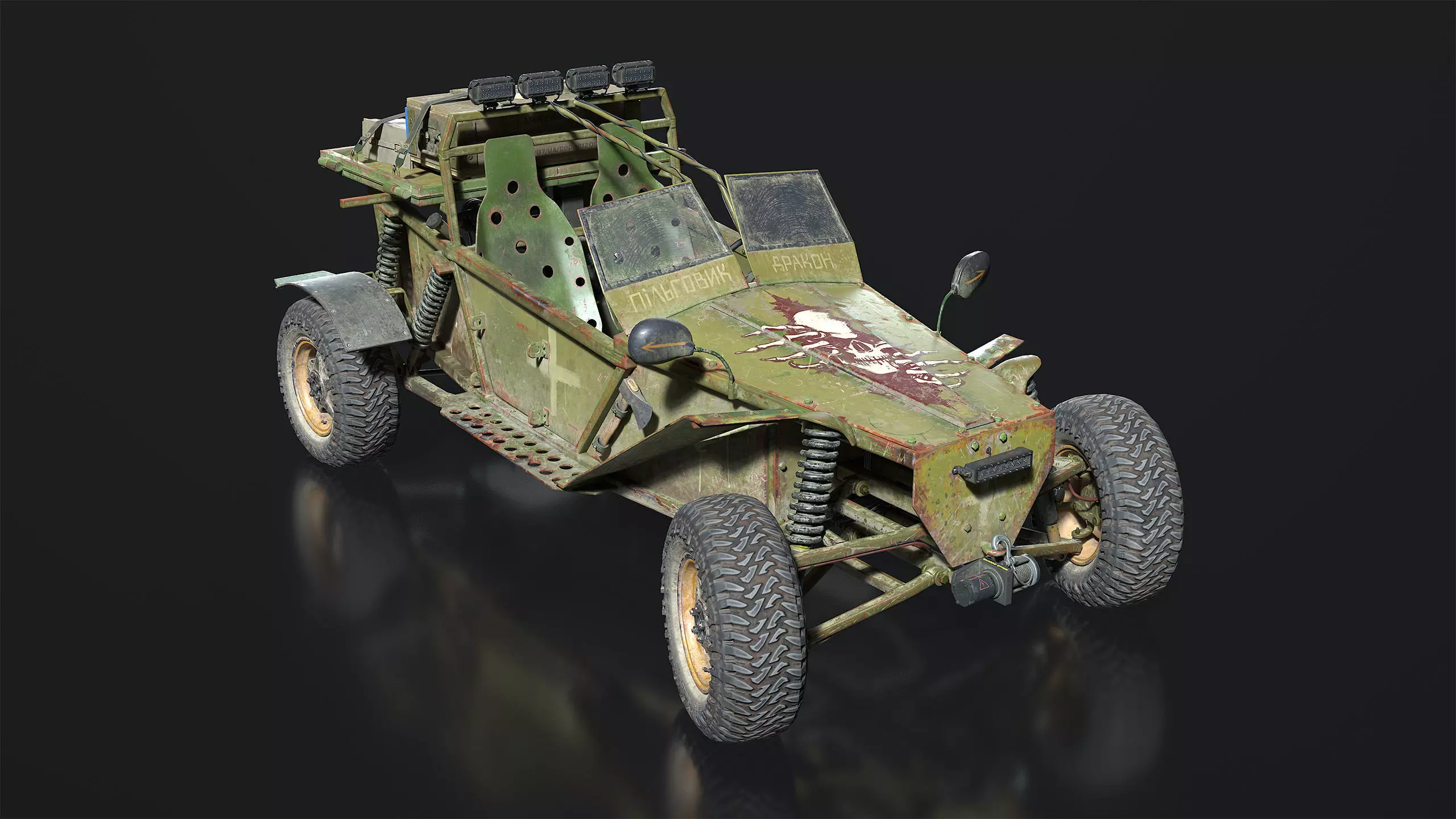 Military Buggy Low-poly 3D model_0