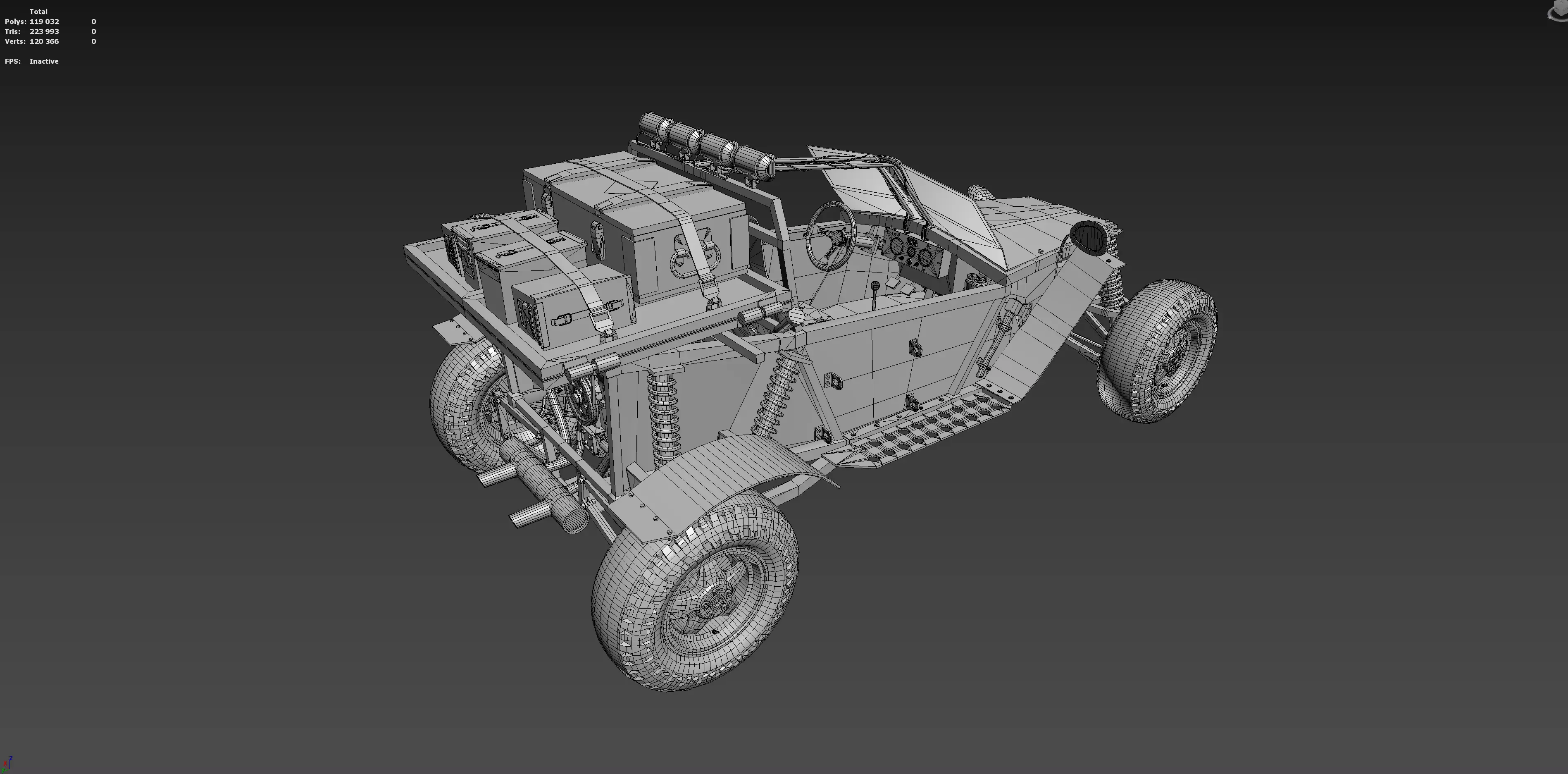 Military Buggy Low-poly 3D model_11