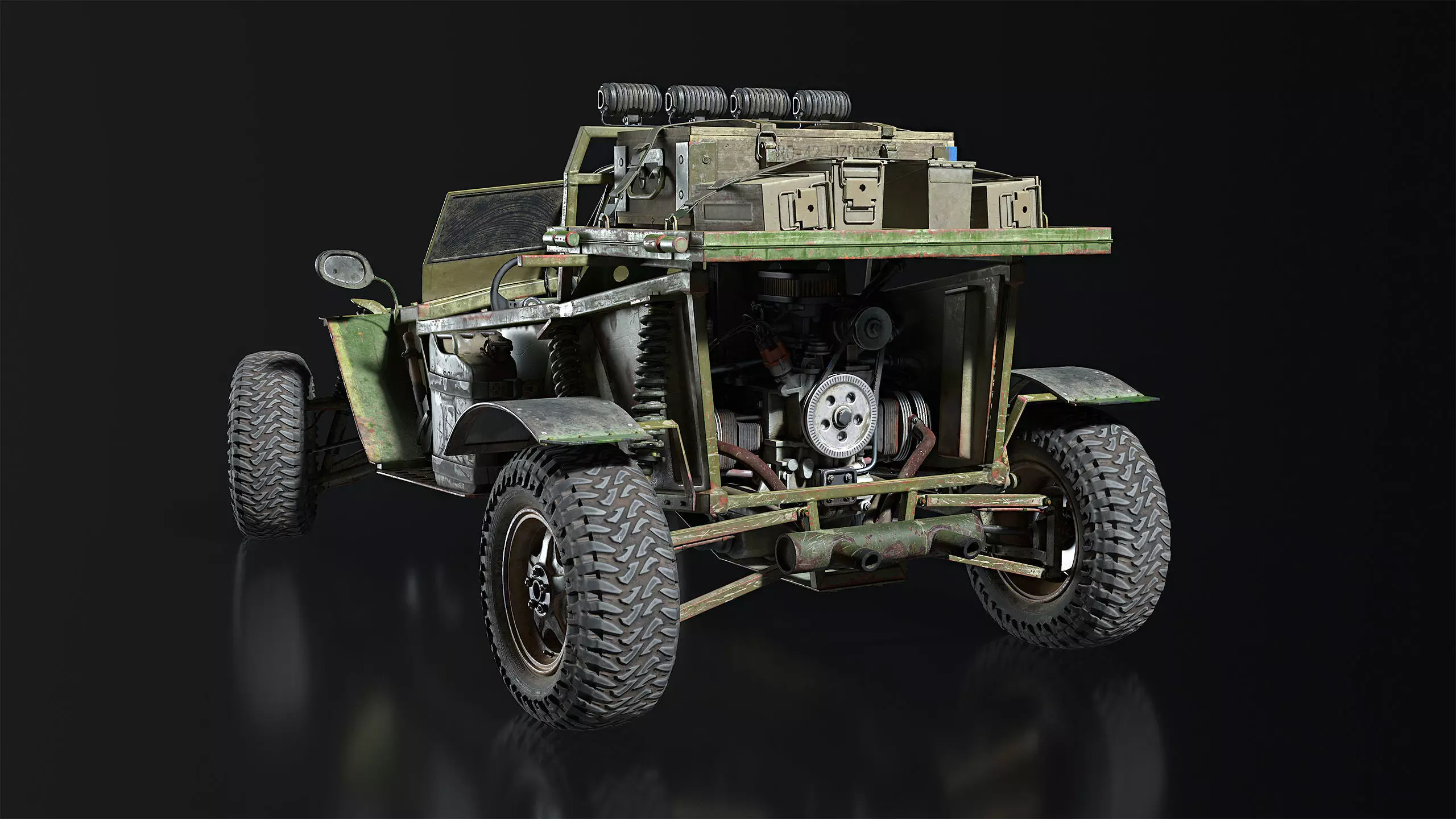 Military Buggy Low-poly 3D model_3