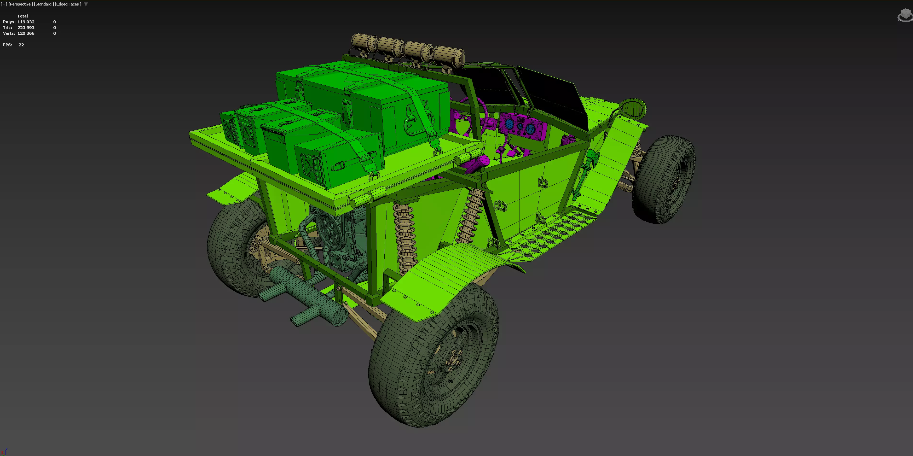 Military Buggy Low-poly 3D model_17