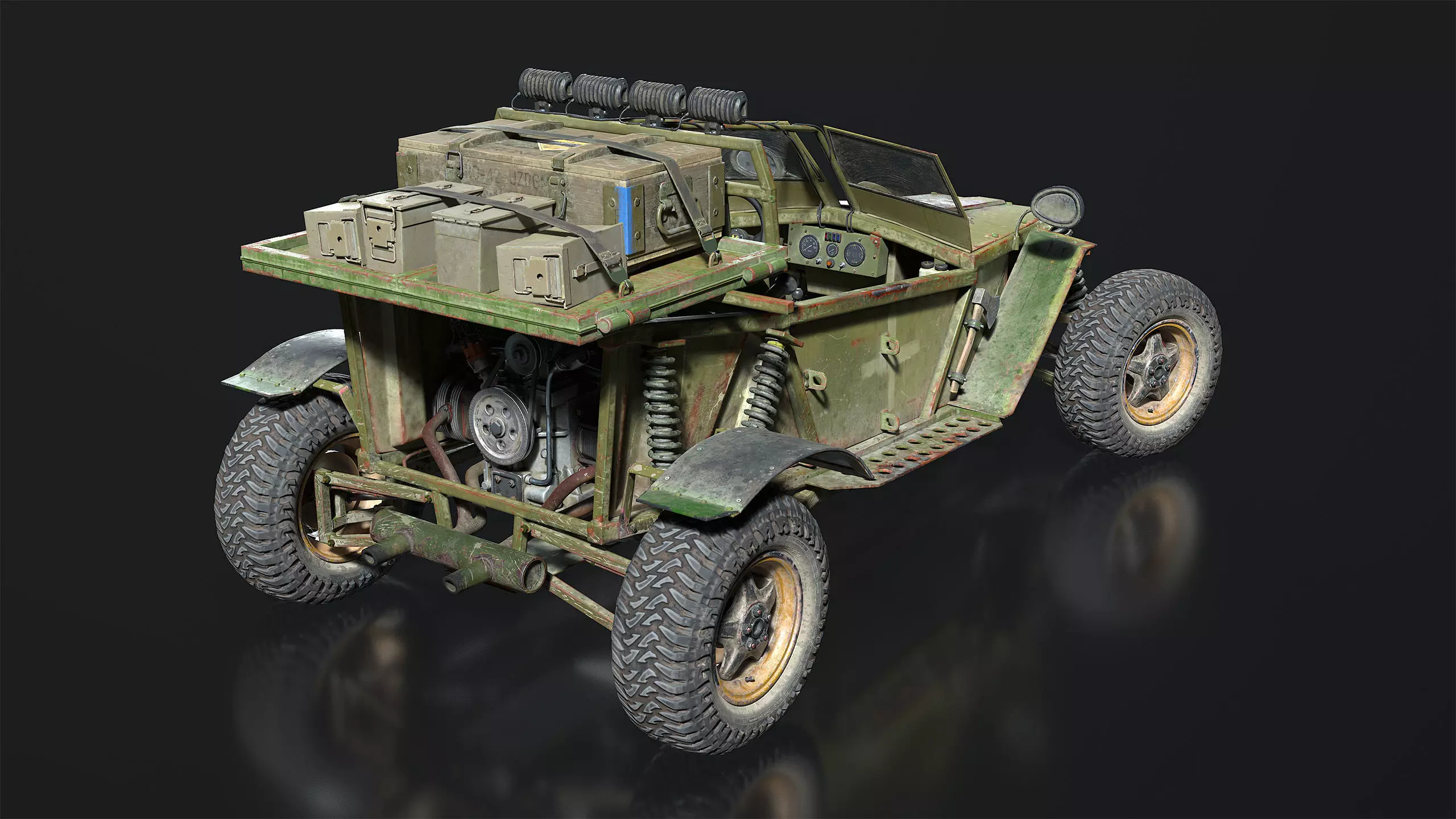 Military Buggy Low-poly 3D model_5