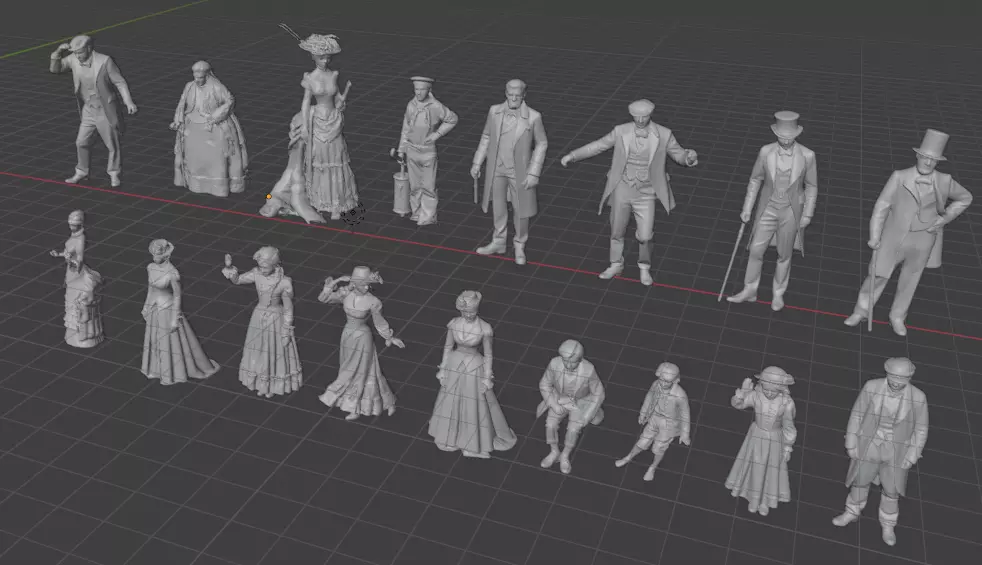 Victorian figures model boat model railway 3D print model_0