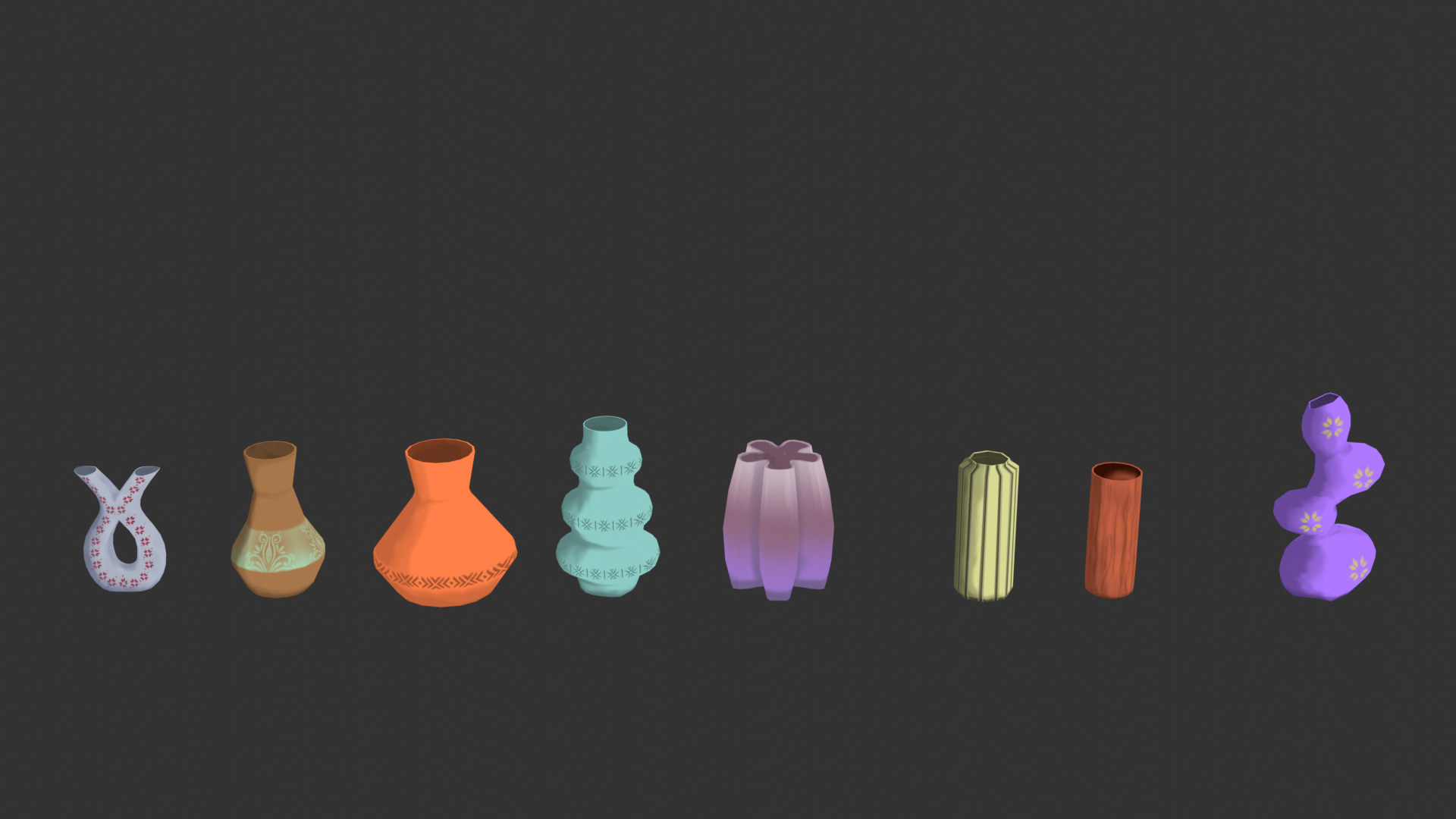 Stylized vase pack  3D model_4