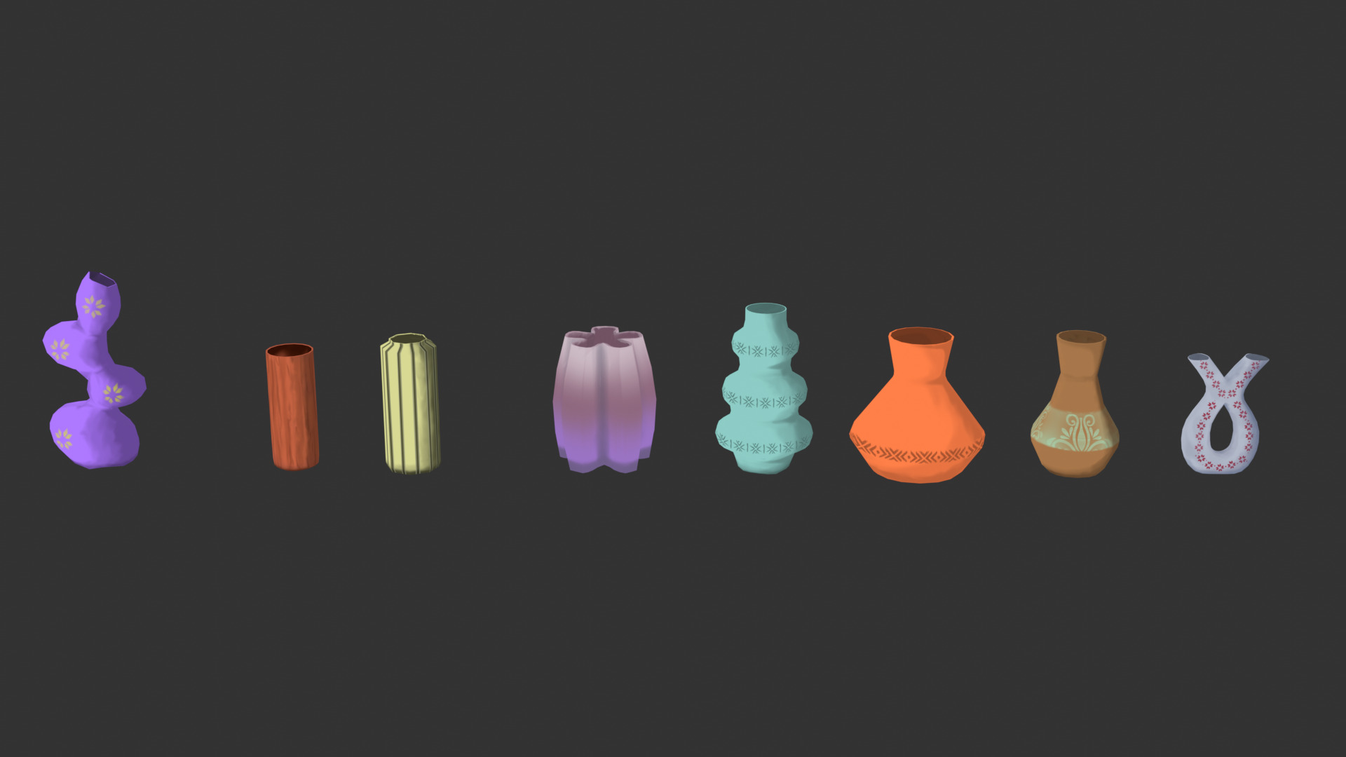 Stylized vase pack  3D model_3