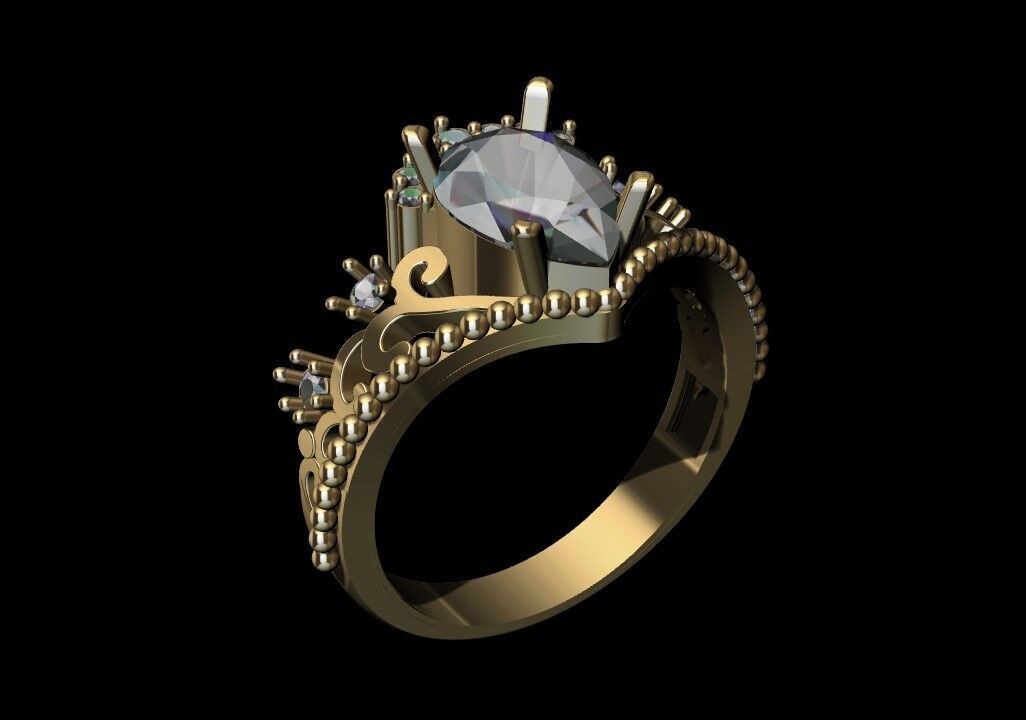 Solitaire pear ring 3D print model_1