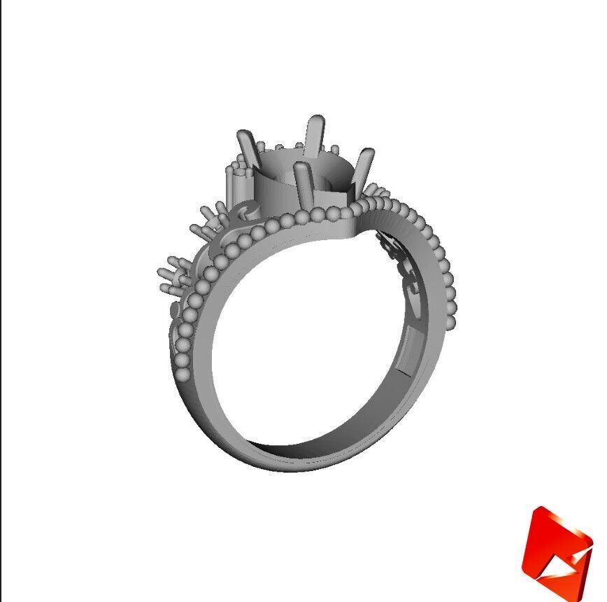 Solitaire pear ring 3D print model_5