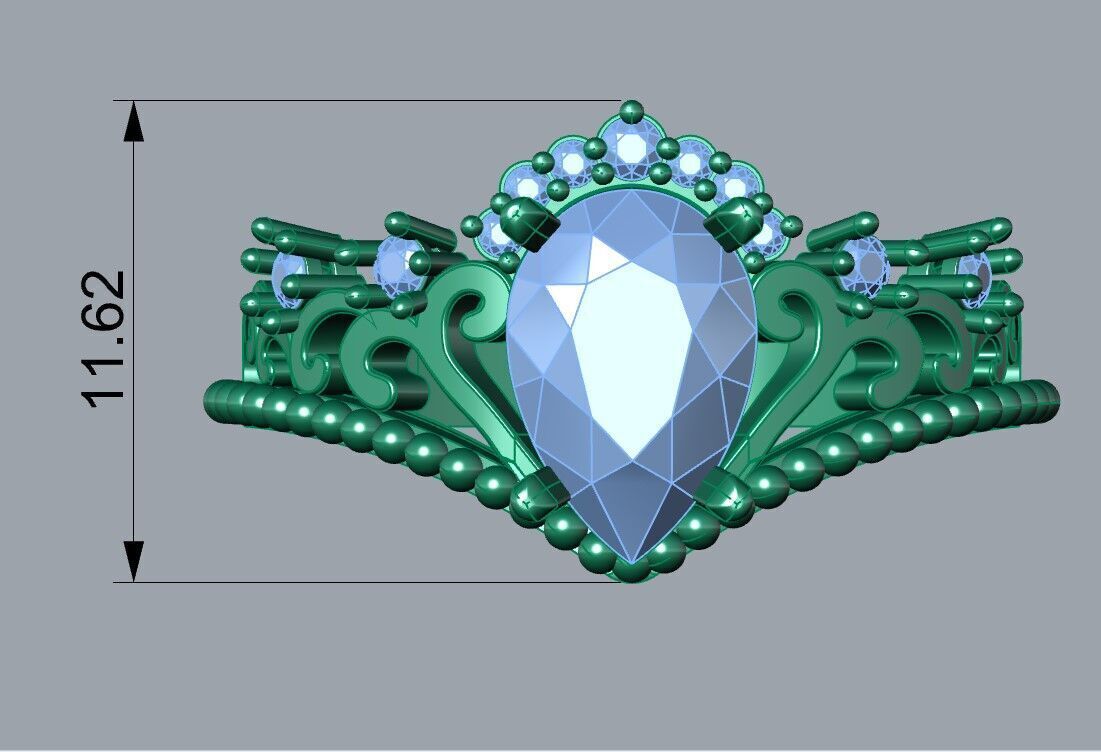 Solitaire pear ring 3D print model_2