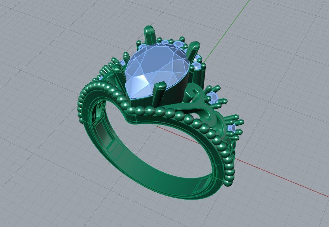 Solitaire pear ring 3D print model_3