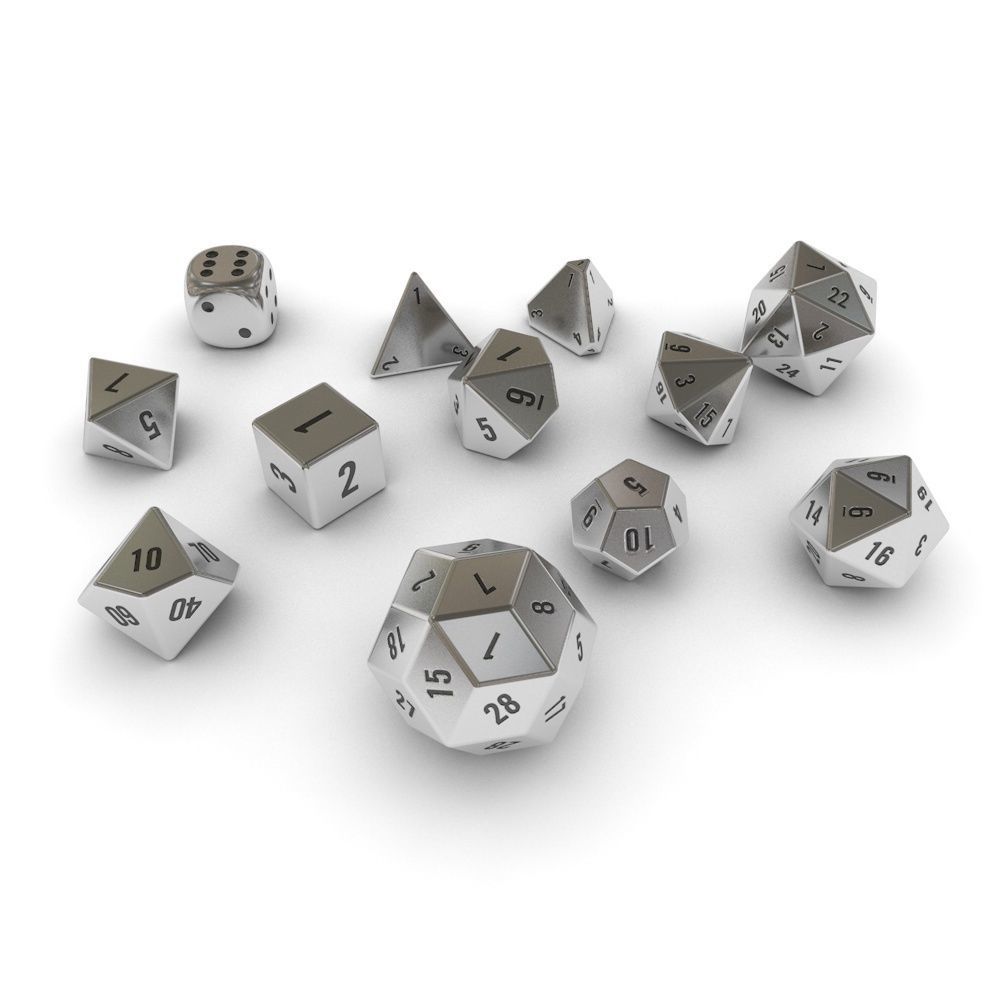 Polyhedral Dice Set - Metallic Low-poly 3D model_3