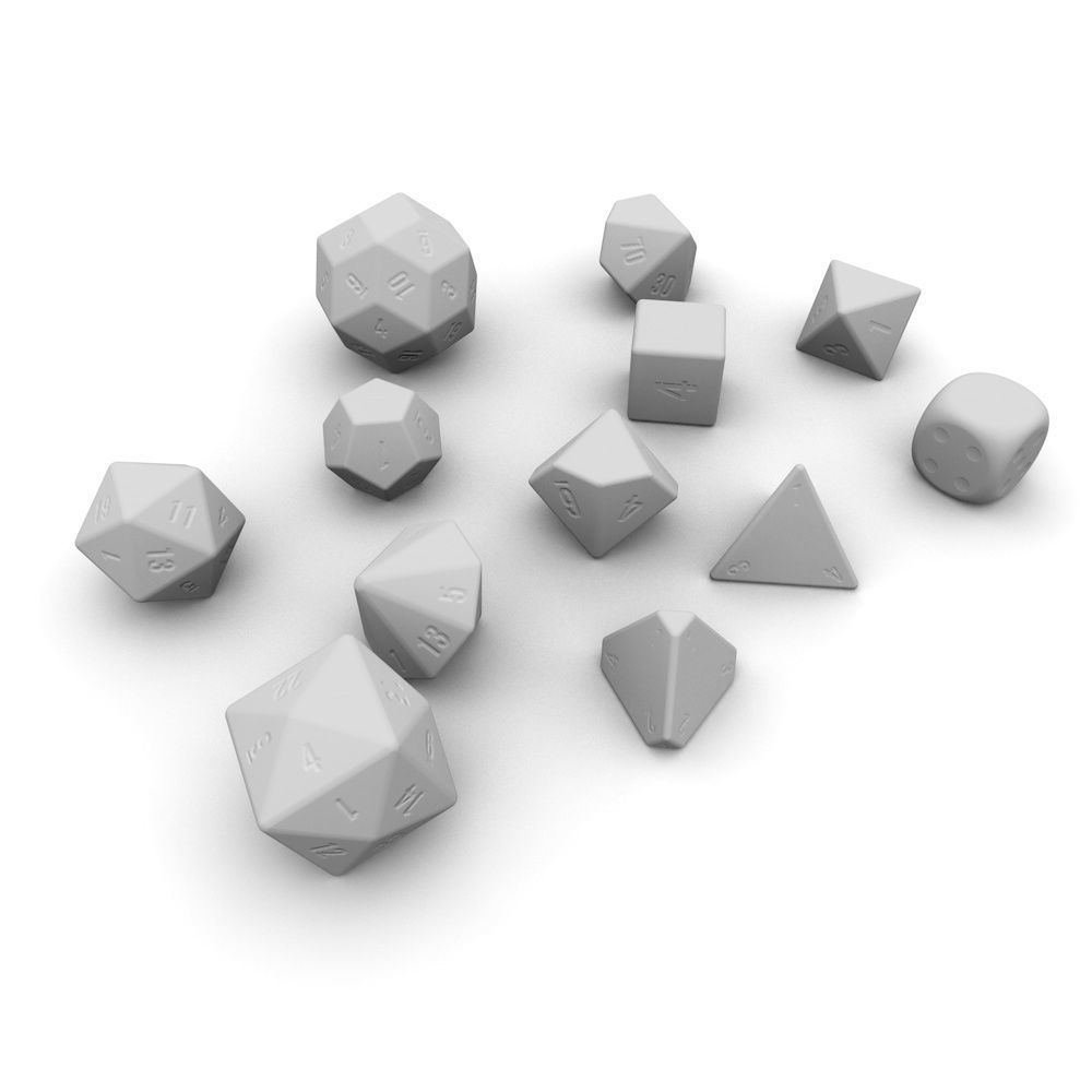 Polyhedral Dice Set - Metallic Low-poly 3D model_5