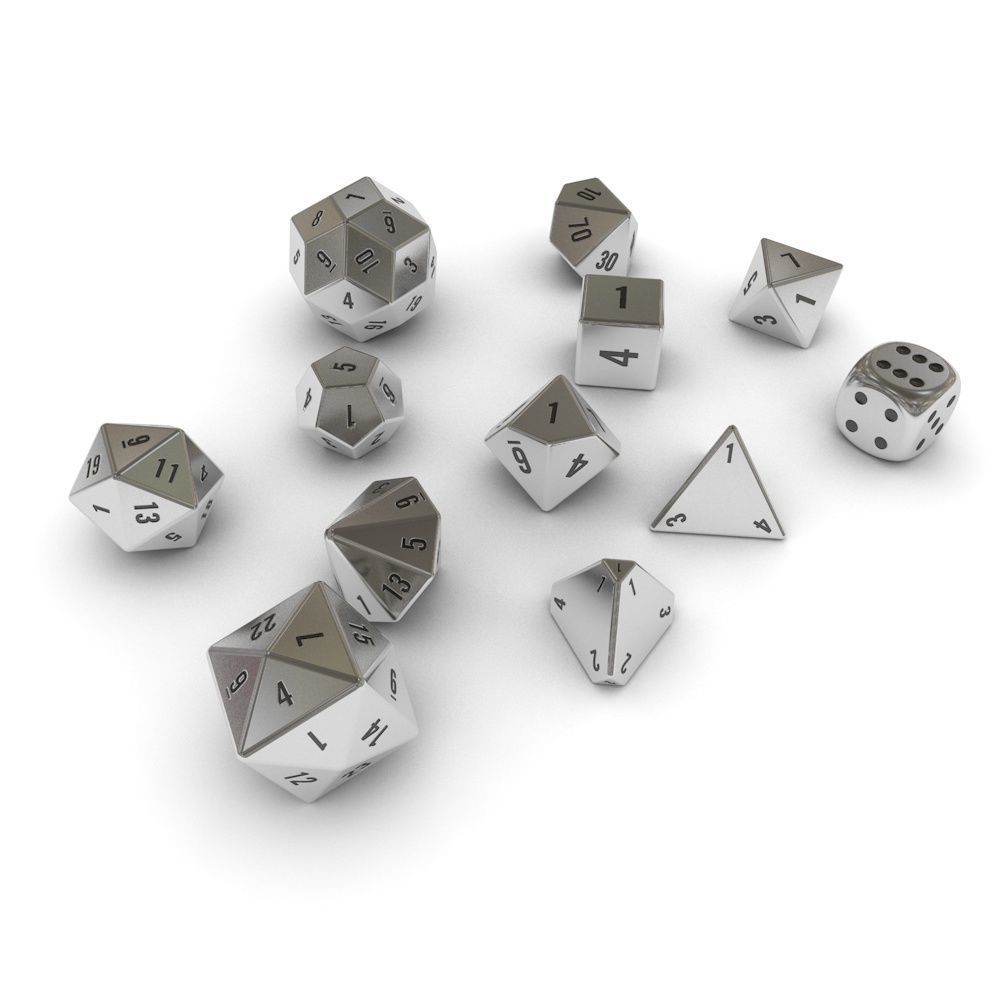 Polyhedral Dice Set - Metallic Low-poly 3D model_1