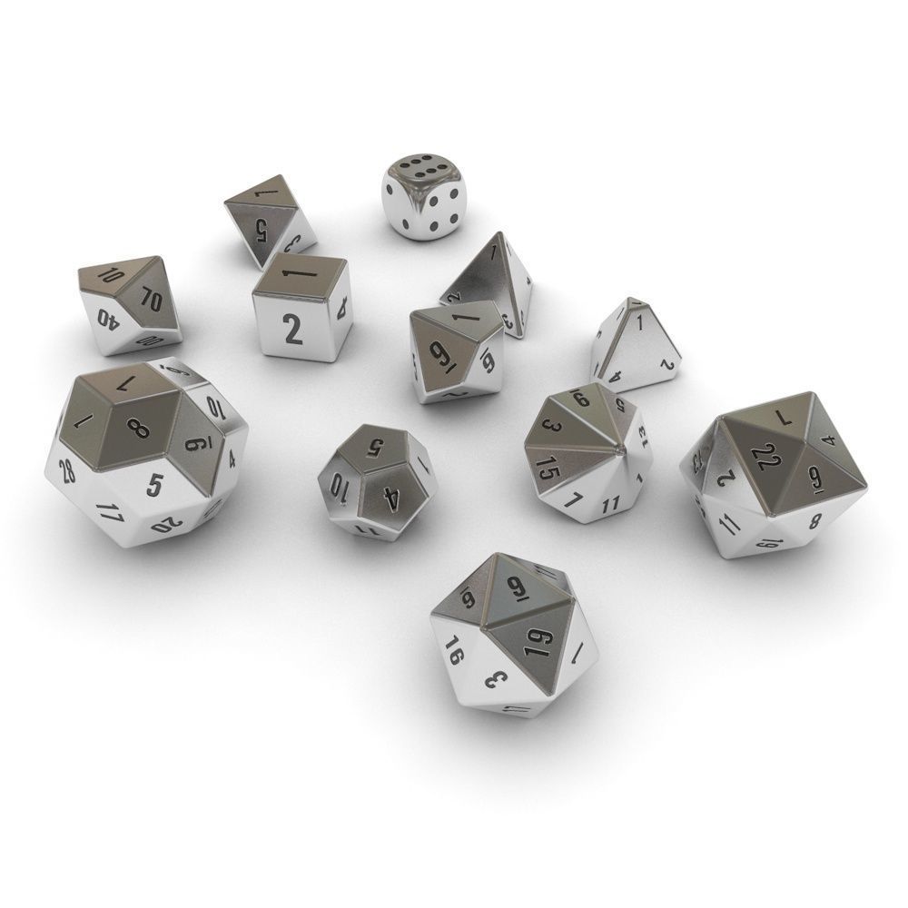 Polyhedral Dice Set - Metallic Low-poly 3D model_2