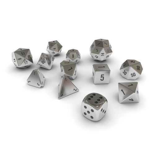 Polyhedral Dice Set - Metallic Low-poly 3D model