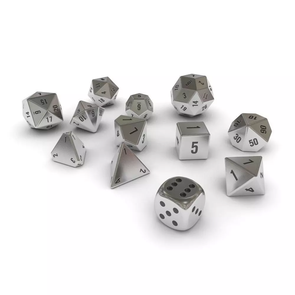 Polyhedral Dice Set - Metallic Low-poly 3D model_0