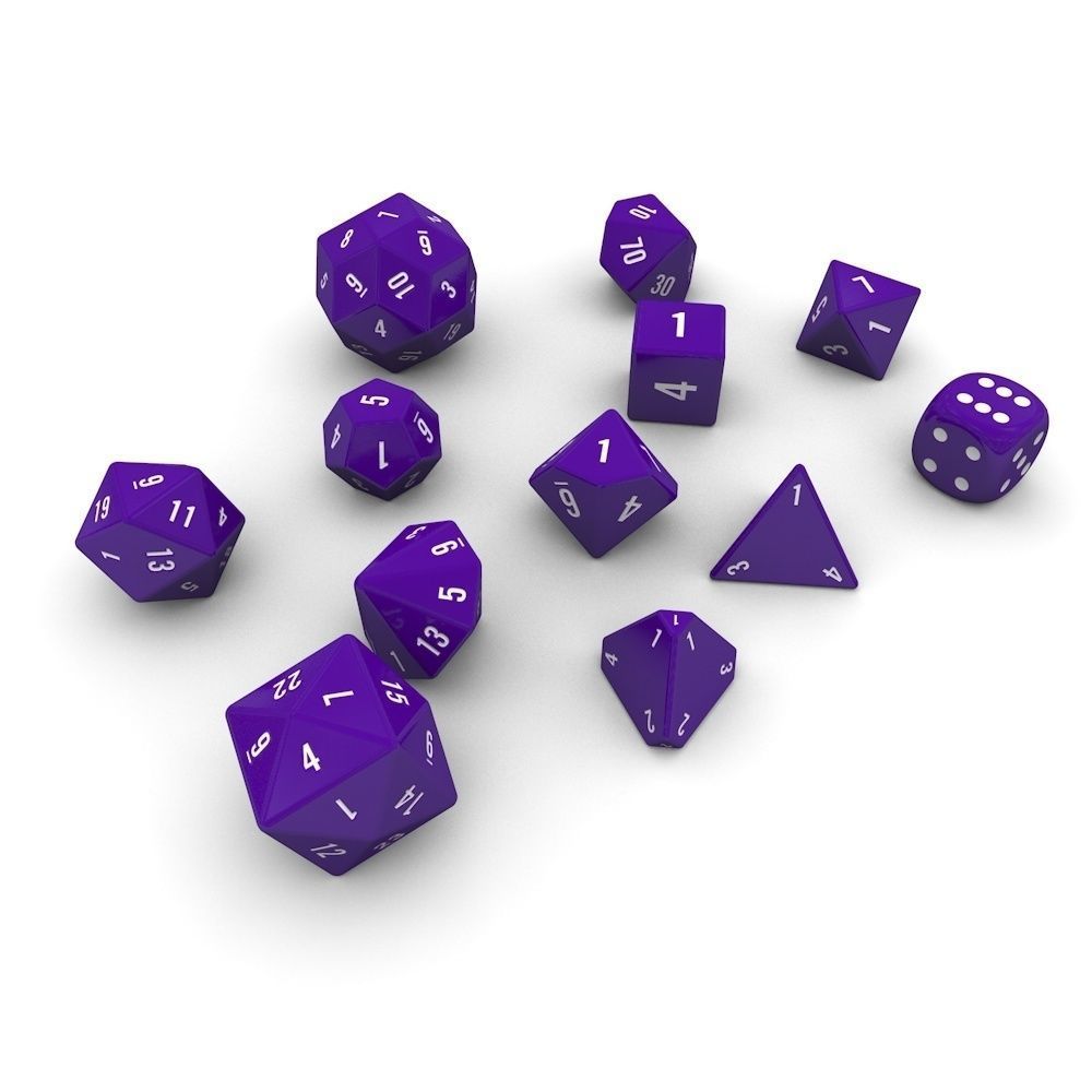 Polyhedral Dice Set - Purple Low-poly 3D model_1