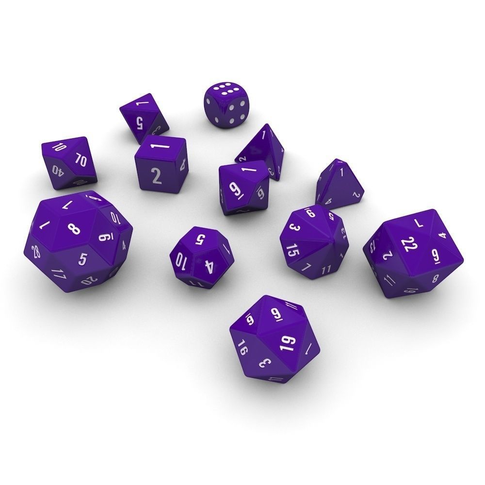 Polyhedral Dice Set - Purple Low-poly 3D model_2
