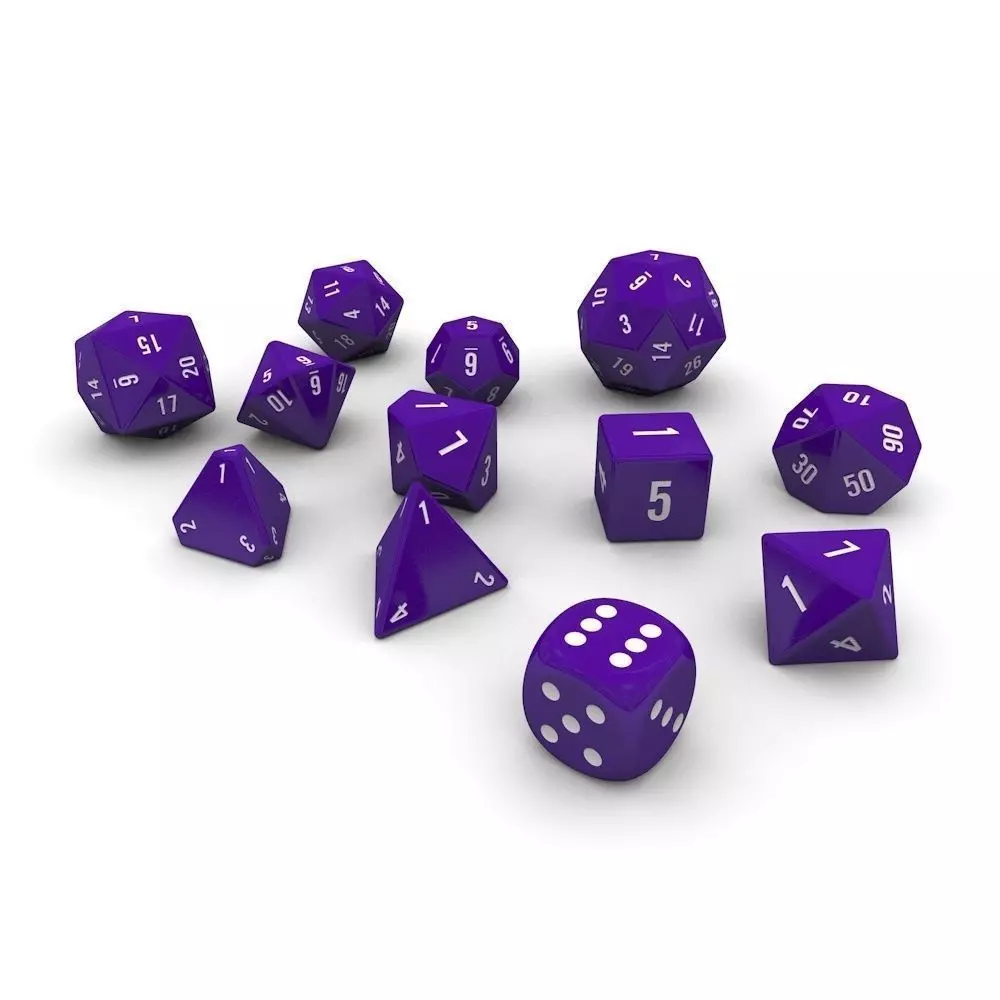 Polyhedral Dice Set - Purple Low-poly 3D model_0