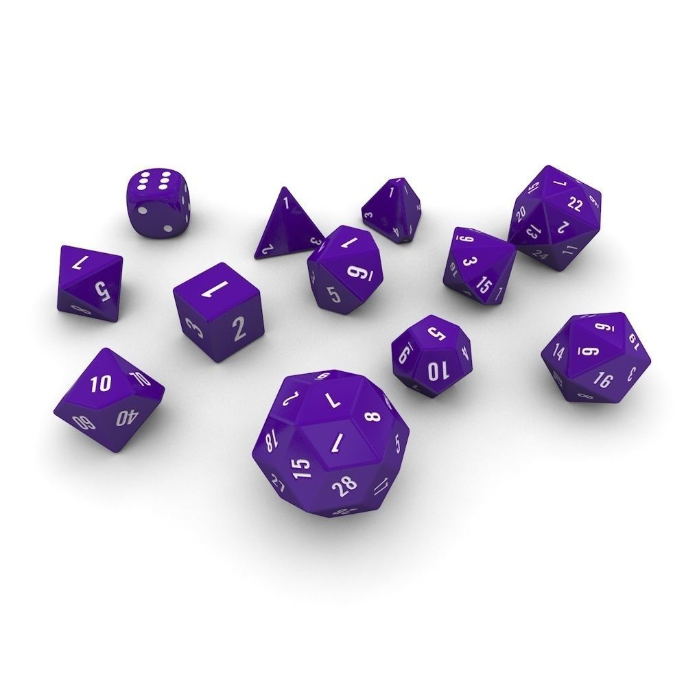 Polyhedral Dice Set - Purple Low-poly 3D model_3